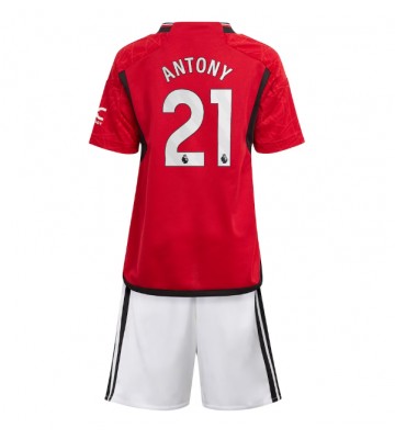 Lacne Dětský Futbalové dres Manchester United Antony #21 2023-24 Krátky Rukáv - Domáci (+ trenírky)